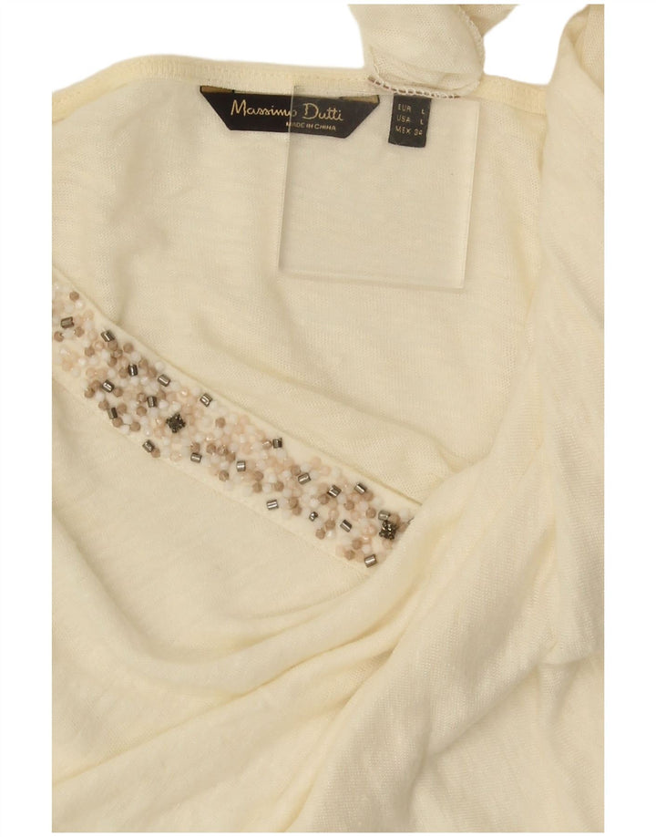 Camiseta feminina Massimo Dutti UK 14 grande off white