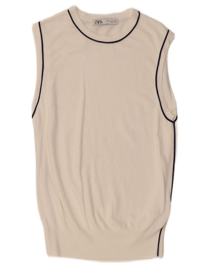ZARA Womens Vest Tank Top UK 18 XL Viscose Branca