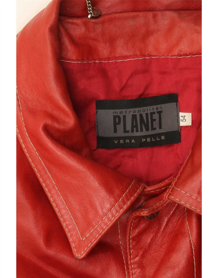 Jaqueta de couro masculina Planet IT 54 2XL vermelha