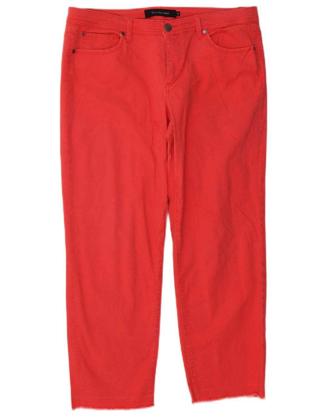 Calça jeans reta feminina CALVIN KLEIN EUA 16 2XL W34 L27 algodão vermelho