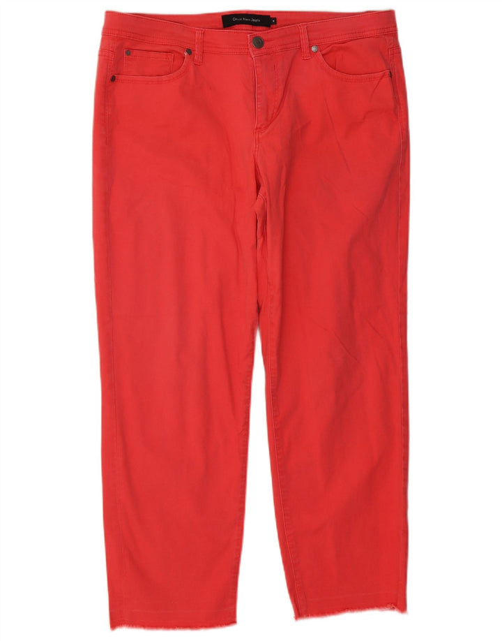 Calça jeans reta feminina CALVIN KLEIN EUA 16 2XL W34 L27 algodão vermelho