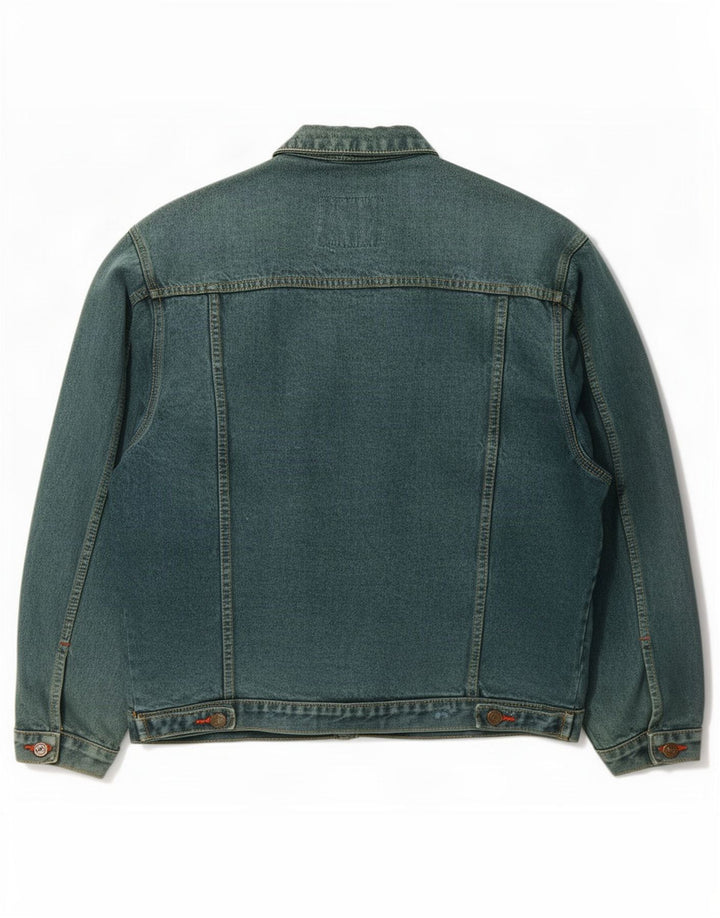 Jaqueta jeans masculina vintage Reino Unido 40 algodão verde grande
