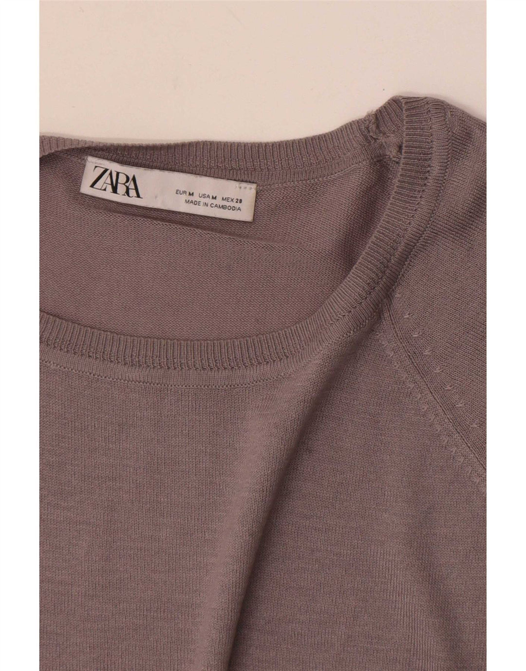 Suéter feminino Zara com gola canoa UK 14 cinza médio