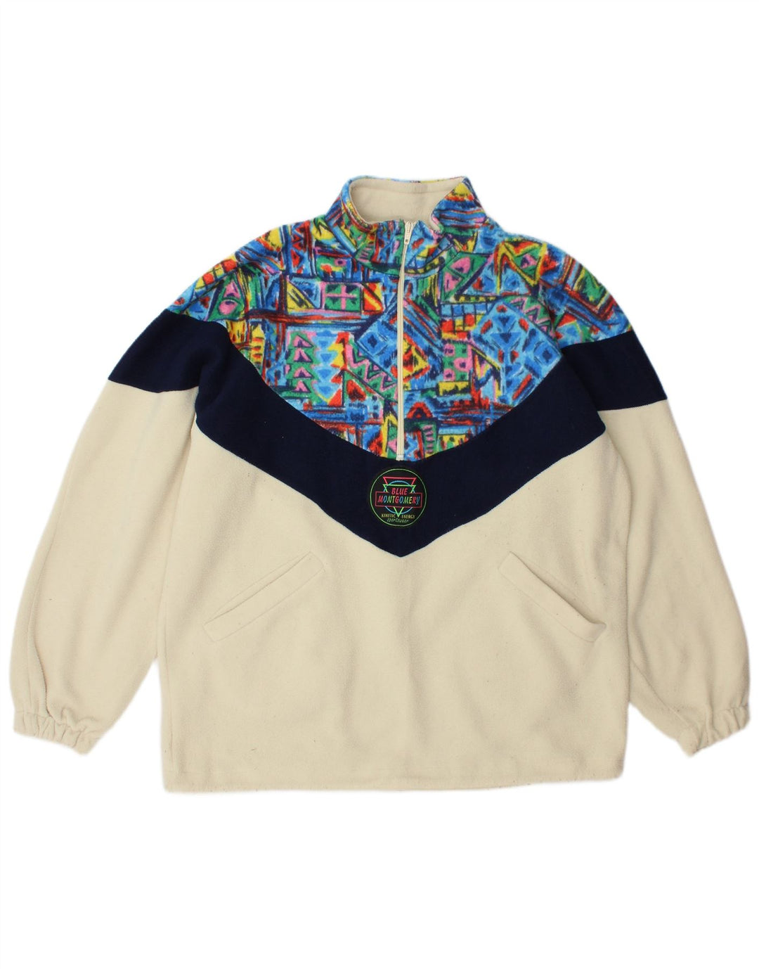 Suéter masculino de lã com zíper e gola grande MONTGOMERY bloco colorido multicolorido