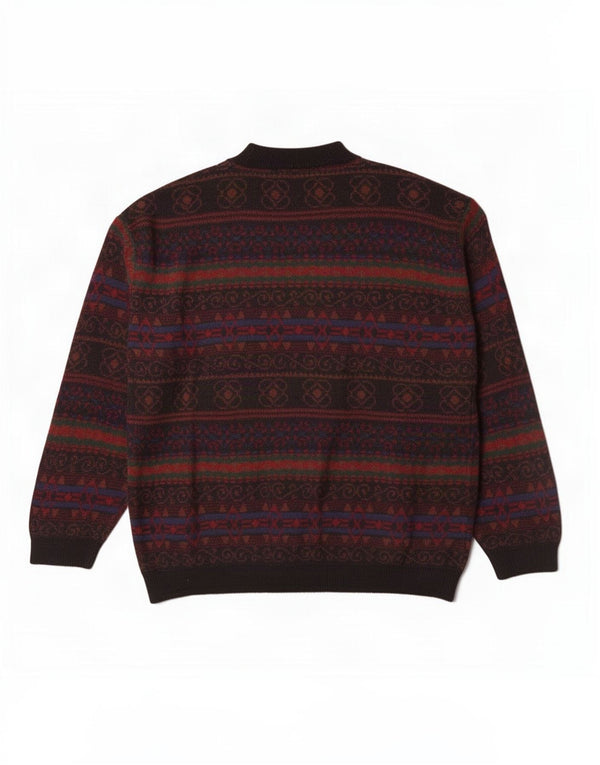 Suéter vintage masculino com gola tartaruga XL multicolorido Fair Isle Acrílico