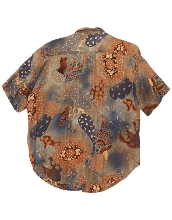 Blusa feminina vintage de manga curta UK 18 XL Paisley multicolorido