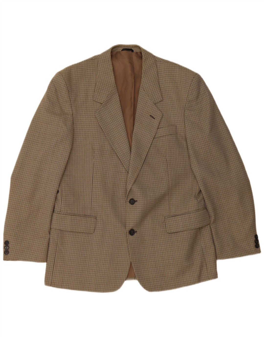 Jaqueta blazer masculina Bersani com 2 botões Reino Unido 40 grande marrom houndstooth poliéster