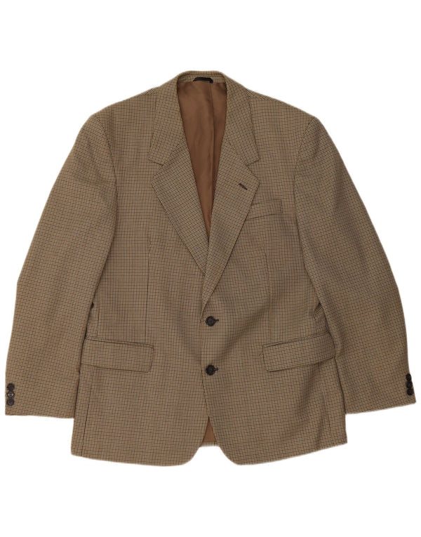 Jaqueta blazer masculina Bersani com 2 botões Reino Unido 40 grande marrom houndstooth poliéster