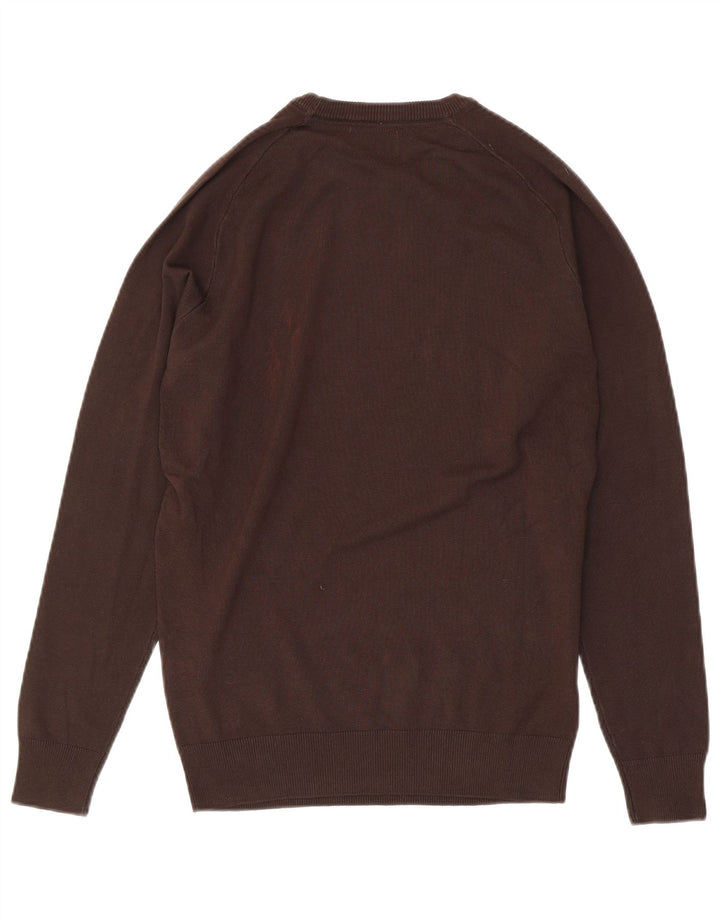 Suéter masculino DATCH com gola redonda e viscose marrom pequena