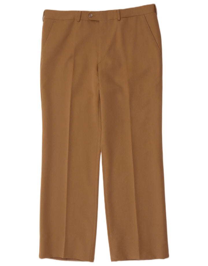 Calça vintage masculina de terno reto W36 L30 bege