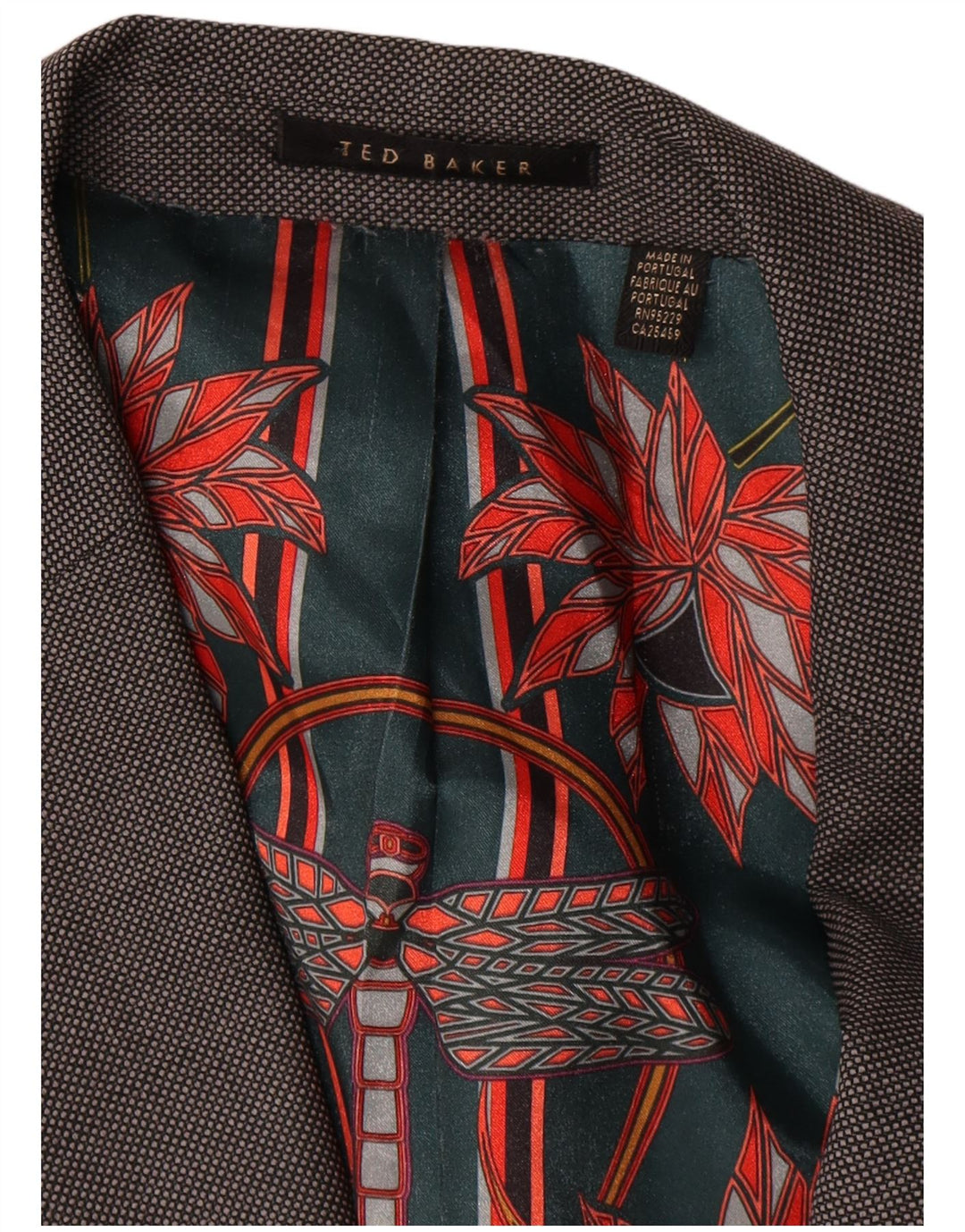 Jaqueta blazer masculina Ted Baker regular fit com 2 botões Reino Unido 44 2XL lã cinza