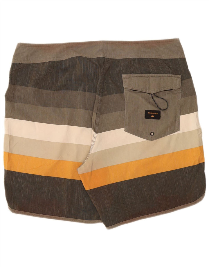 Quiksilver Shorts de natação masculino grande poliéster listrado cinza