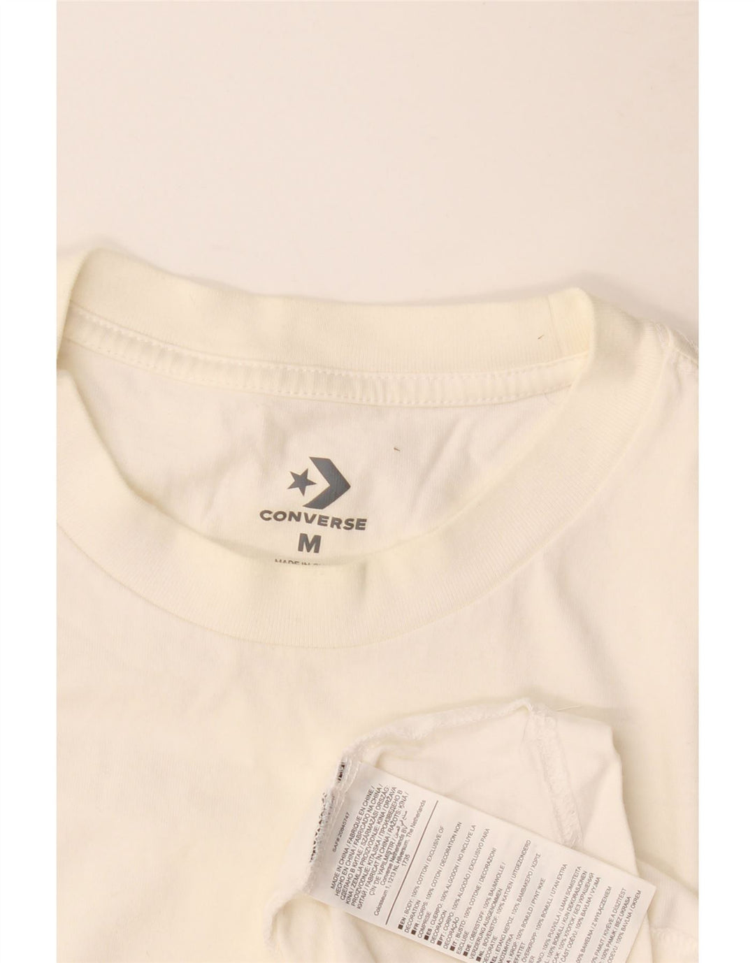 Converse Mens Graphic Top Manga Longa Médio Algodão Branco