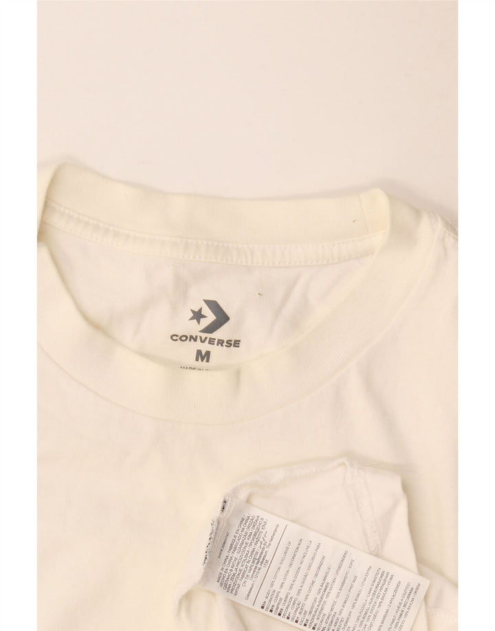 Converse Mens Graphic Top Manga Longa Médio Algodão Branco