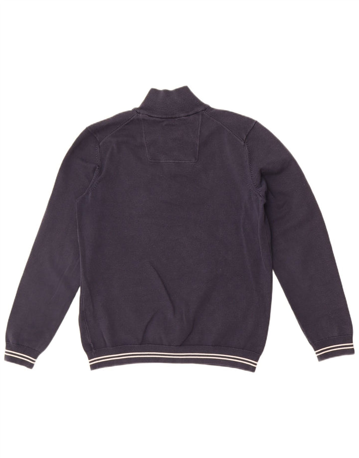 Hugo Boss moletom masculino com zíper e gola alta algodão azul marinho médio