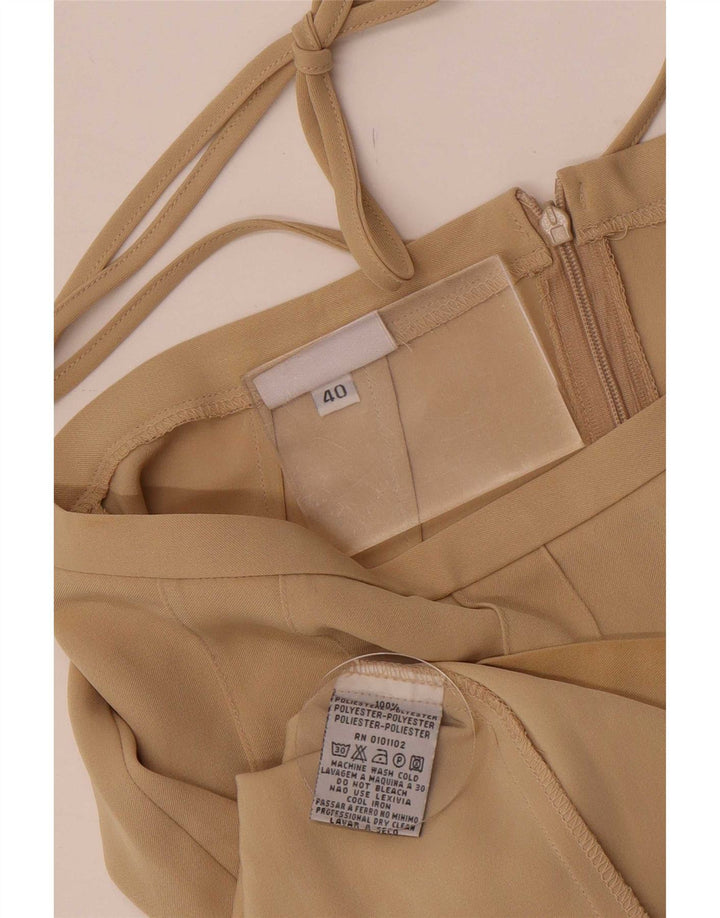 Saia midi feminina Stefanel IT 40 pequena W26 poliéster bege