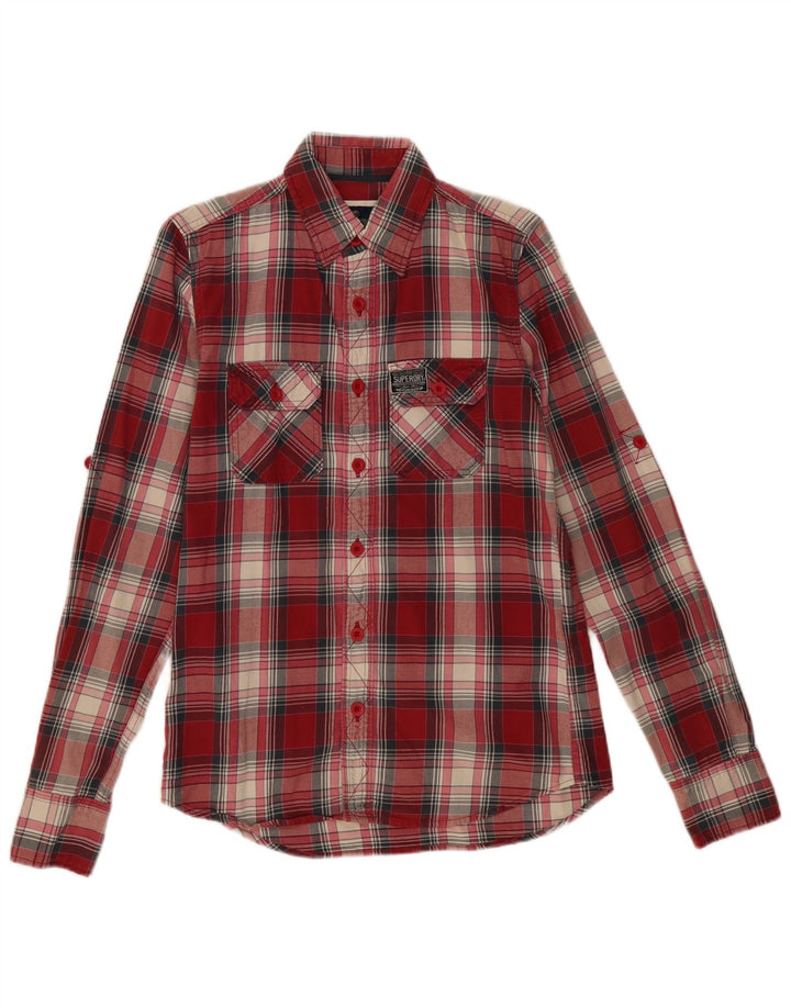 Camisa masculina de flanela SUPERDRY xadrez vermelho médio