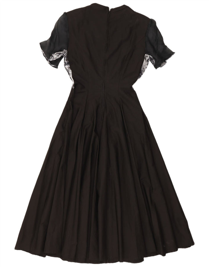 Vestido maxi feminino STEFANEL Reino Unido 12 algodão preto médio