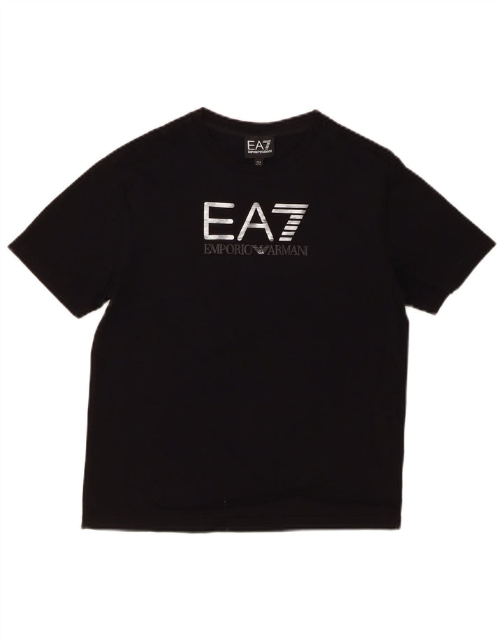 Camiseta gráfica EMPORIO ARMANI para meninos 11-12 anos algodão preto
