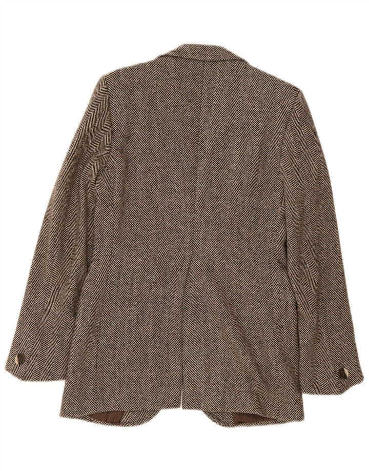 Jaqueta blazer masculina vintage com 2 botões IT 46 pequena espinha de peixe marrom