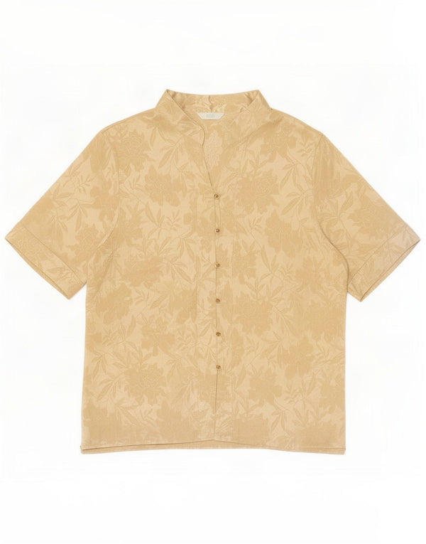 Blusa feminina de manga curta Marks & Spencer Reino Unido 18 XL dourada floral