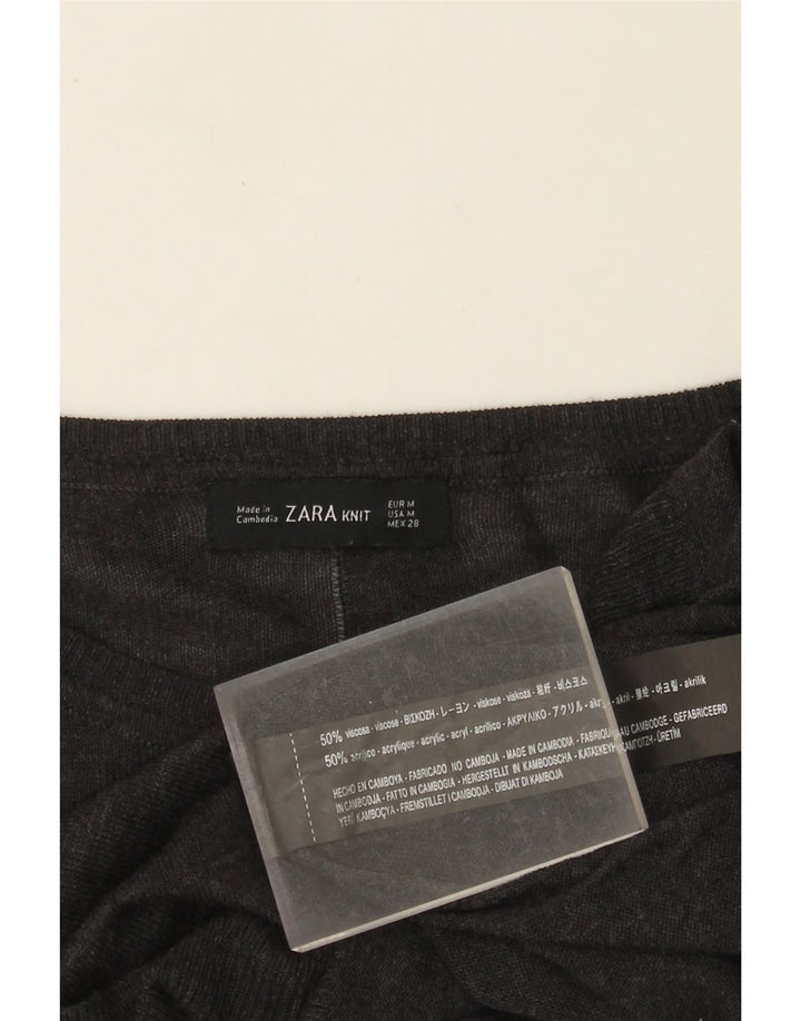 Suéter feminino ZARA com gola canoa Reino Unido 14 Viscose cinza médio