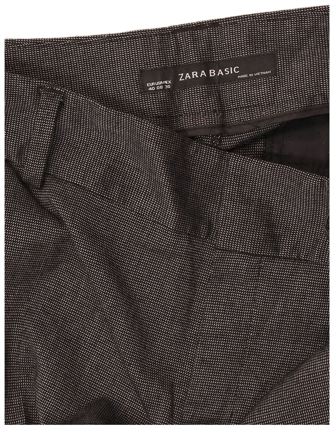 Calça feminina Zara Bootcut Chino EU 40 Médio W30 L32 Cinza Manchado