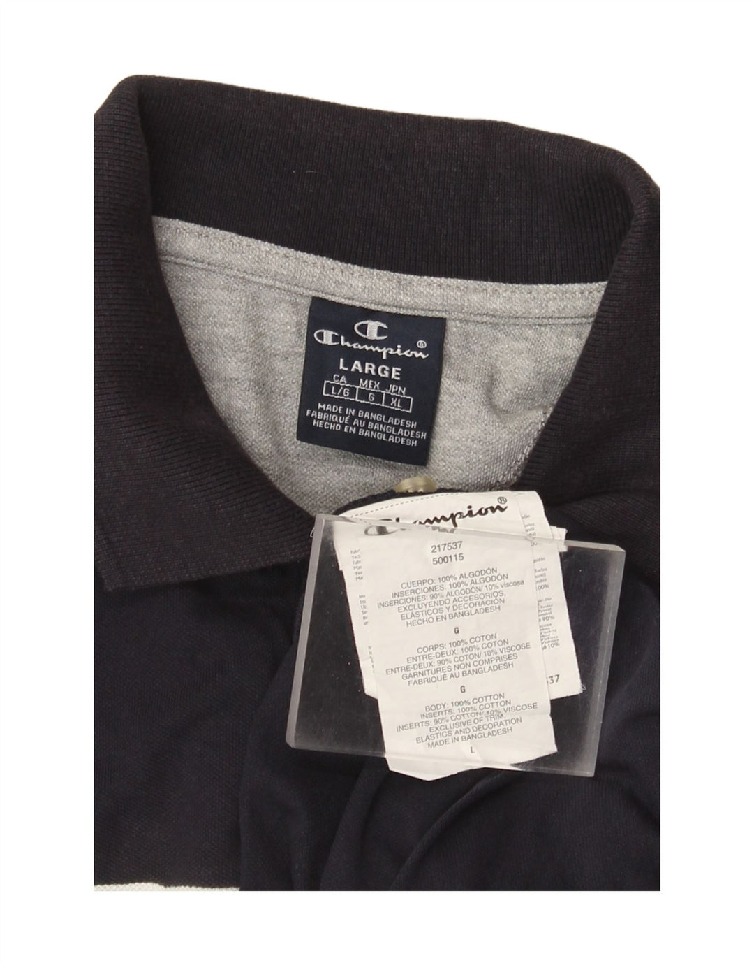 Camisa polo masculina Champion grande algodão listrado azul marinho