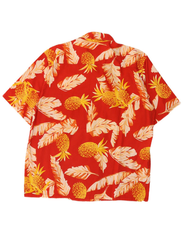 Camisa masculina de manga curta Stefano XL algodão floral vermelho