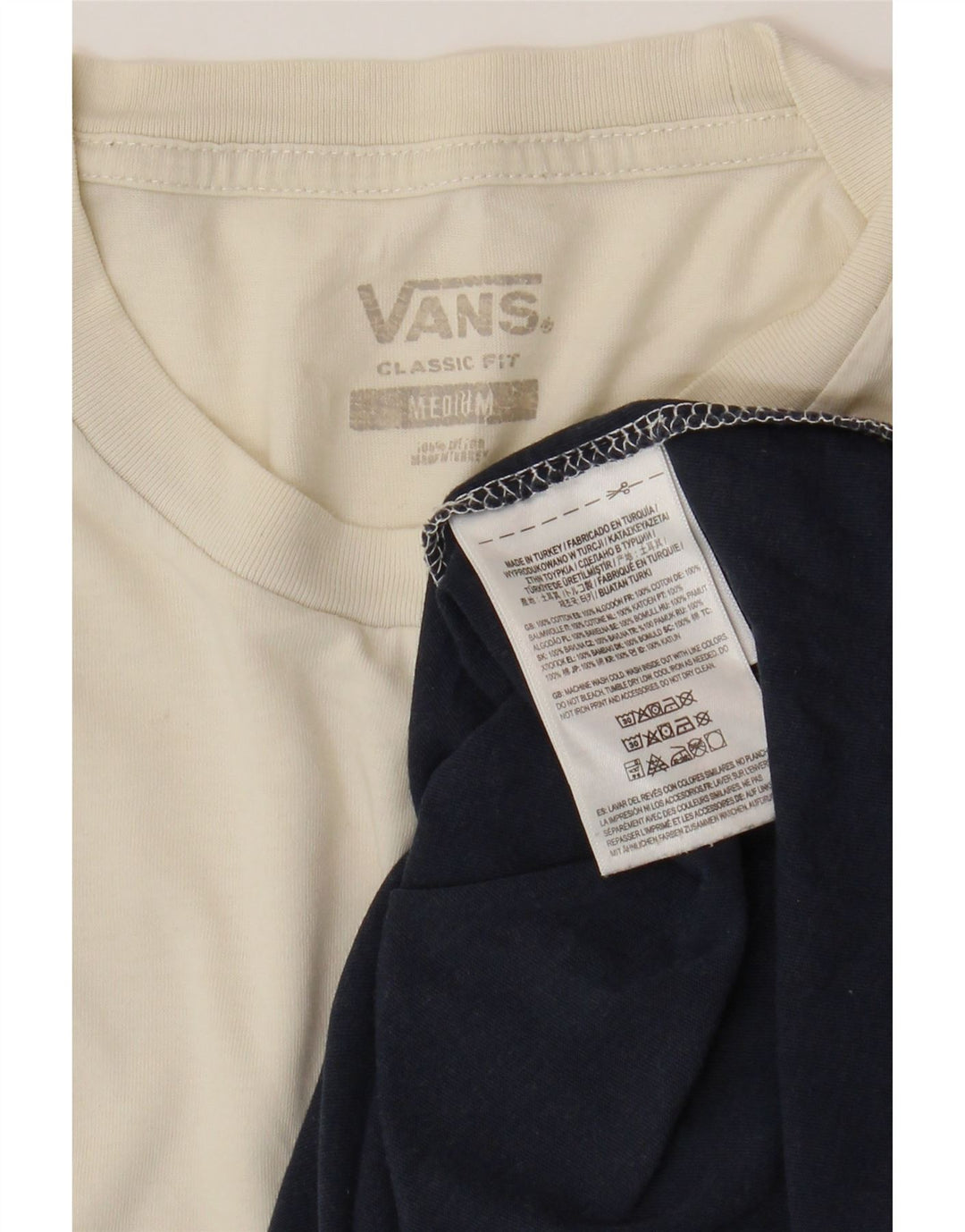 Camiseta masculina VANS Classic Fit Top médio branco colorblock