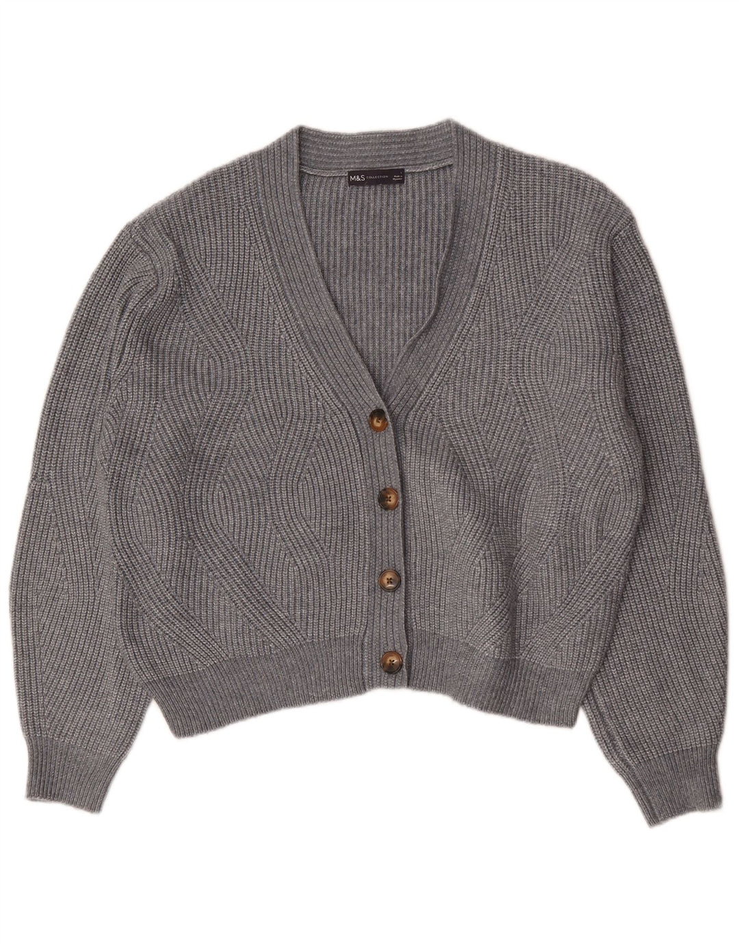 Suéter cardigã feminino grande Marks & Spencer Reino Unido 16 grande cinza