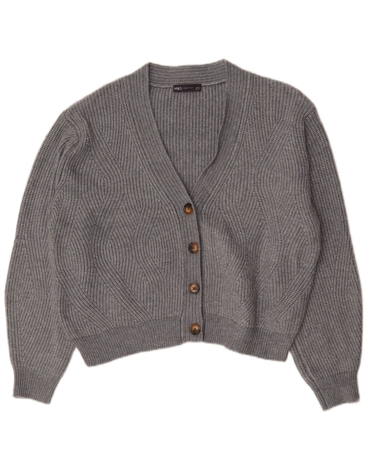 Suéter cardigã feminino grande Marks & Spencer Reino Unido 16 grande cinza