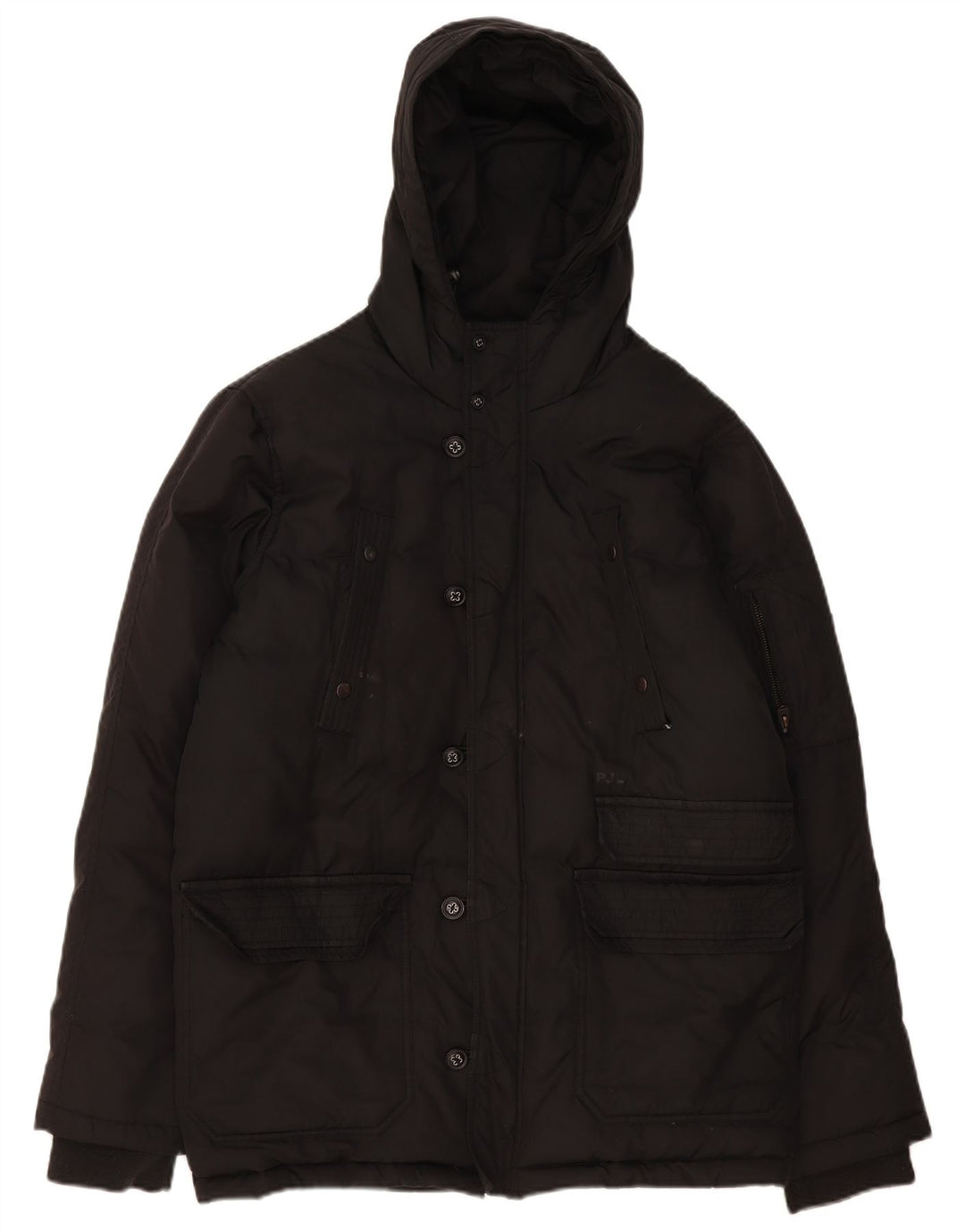 Jaqueta masculina acolchoada com capuz PEPE Jeans UK 38 poliéster preto médio
