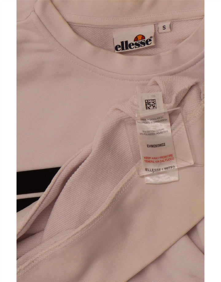 ELLESSE moletom gráfico masculino jumper pequeno algodão colorblock branco
