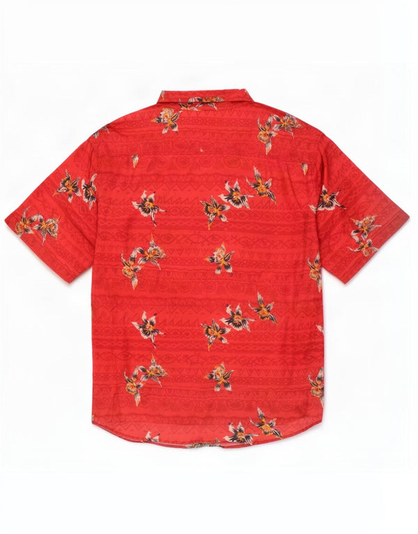 Camisa masculina de manga curta De Pietri IT 52 grande algodão floral vermelho