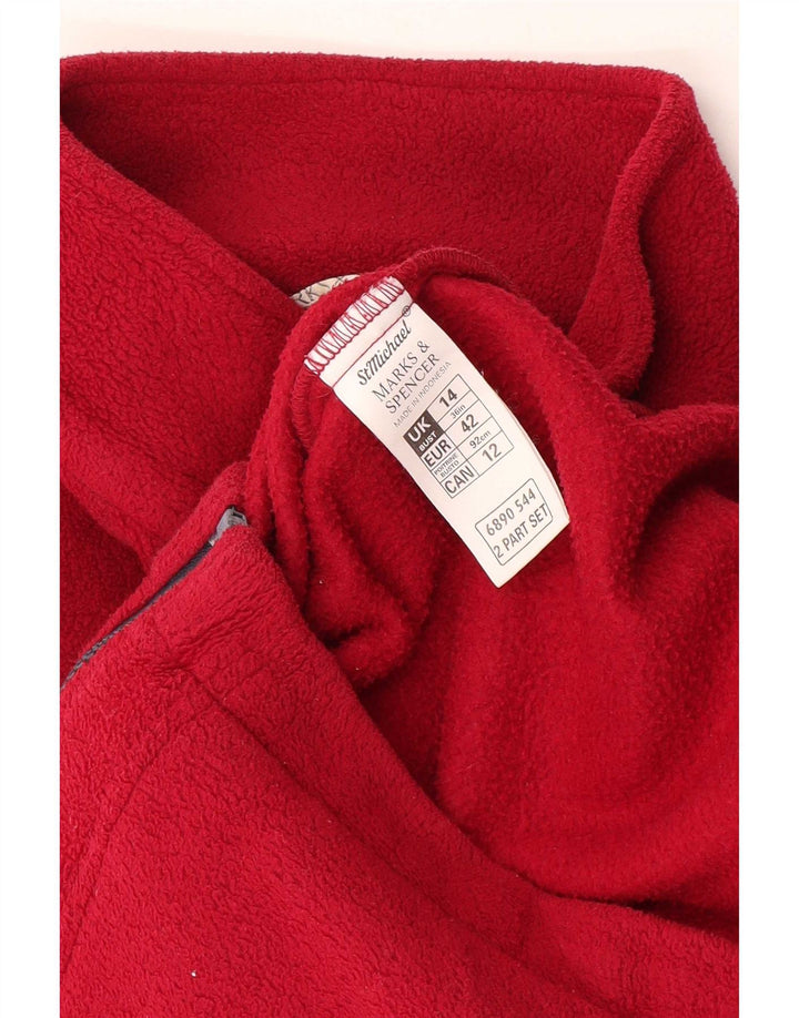 Jaqueta feminina de lã grande Marks & Spencer Reino Unido 14 grande poliéster vermelho
