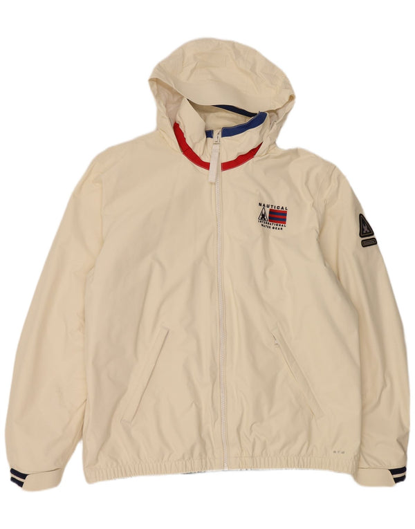 Jaqueta de chuva masculina Gaastra com capuz UK 46 3XL Off White Nylon
