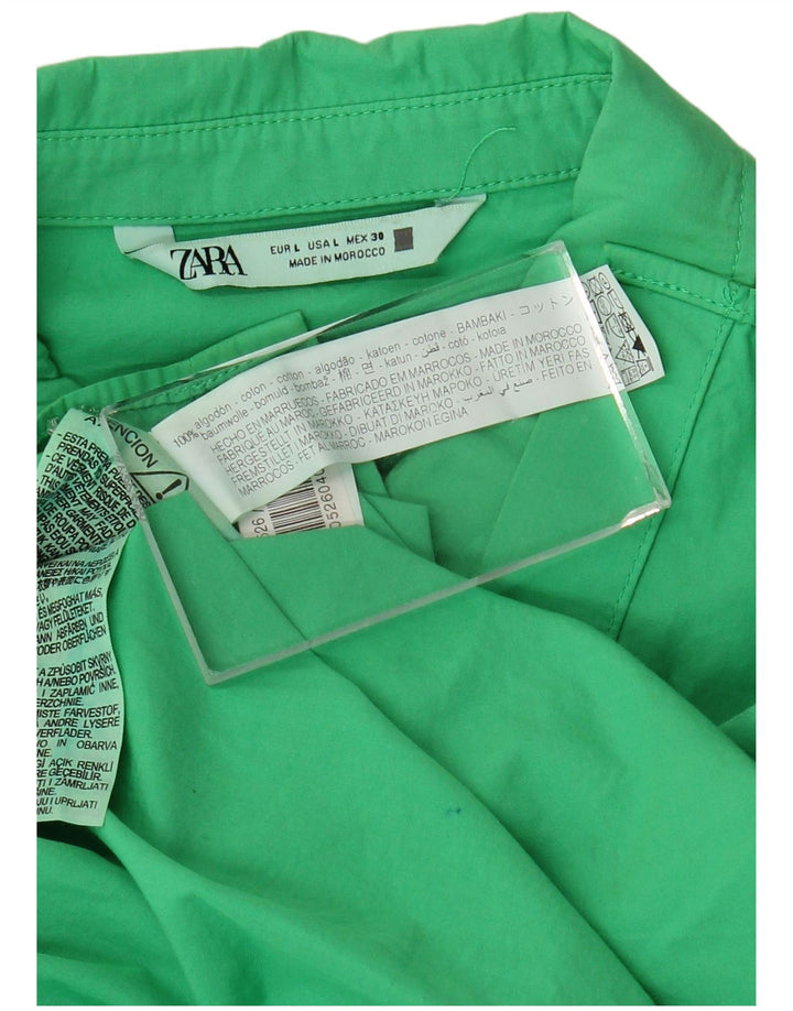 Camisa oversized feminina ZARA Reino Unido 16 grande algodão verde