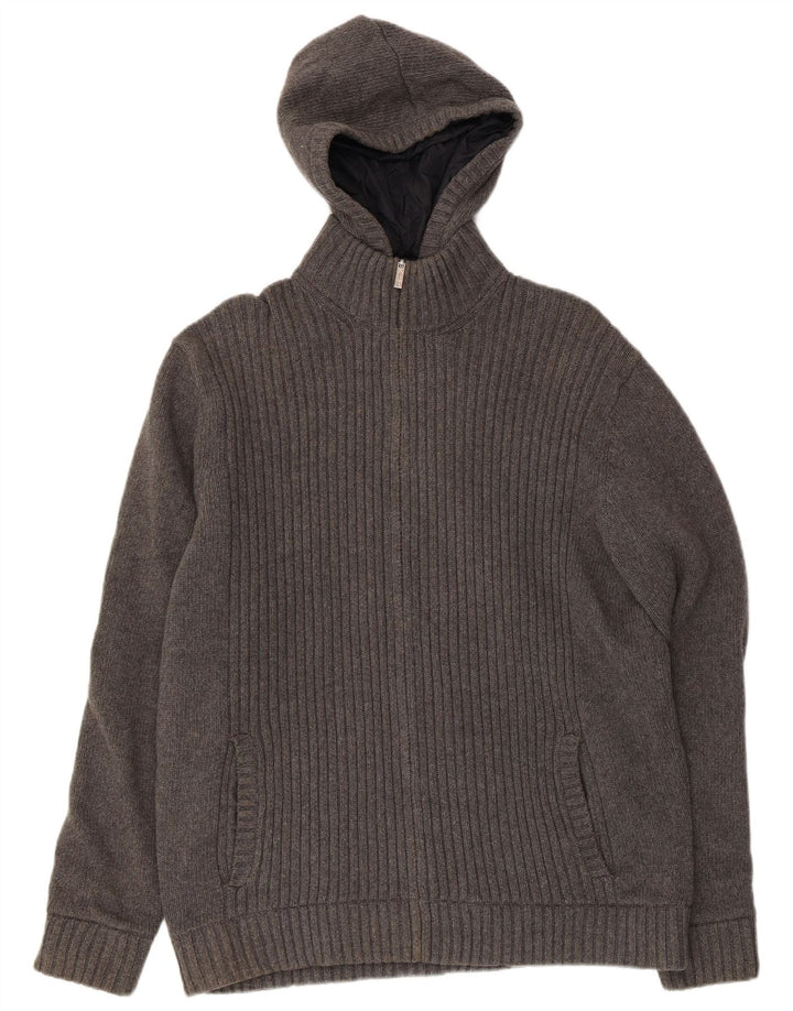Jaqueta masculina reversível de malha com capuz Massimo Dutti Reino Unido 42 XL cinza