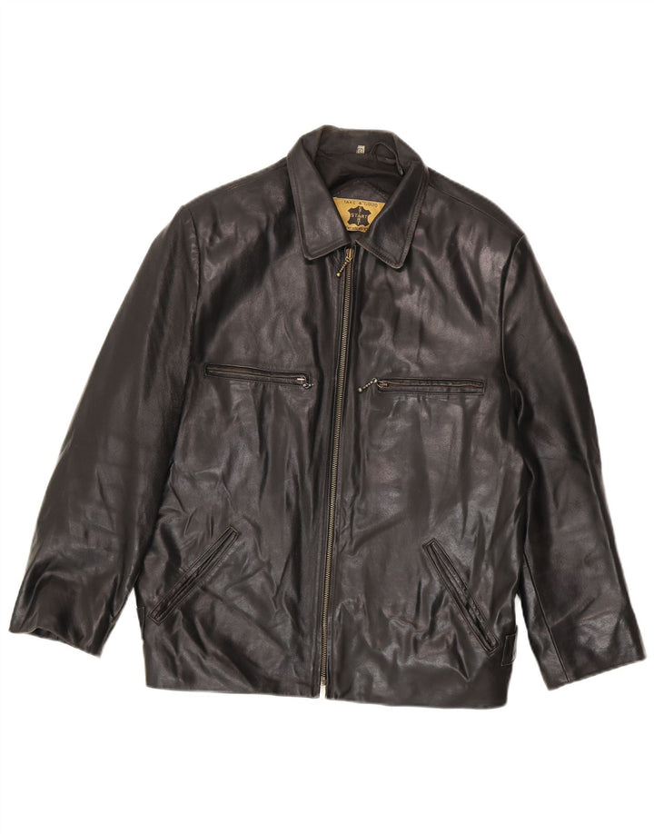 Jaqueta de couro masculina vintage UK 36 pequena couro preto