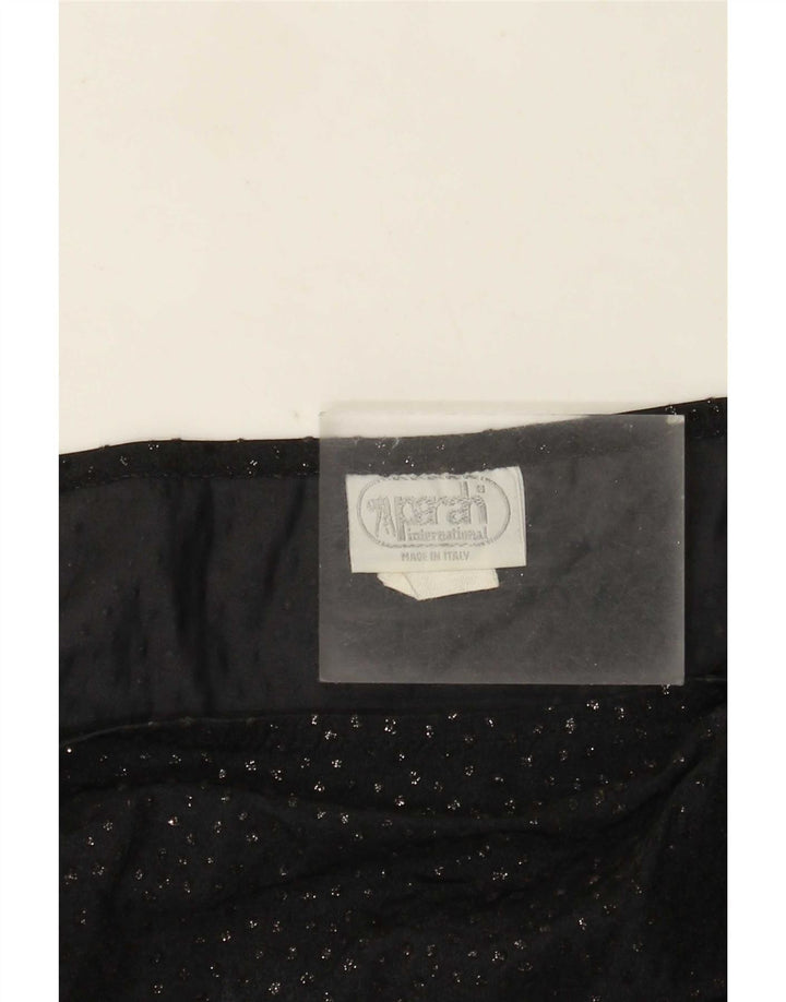Parah saia feminina transparente assimétrica média W28 poliamida preta