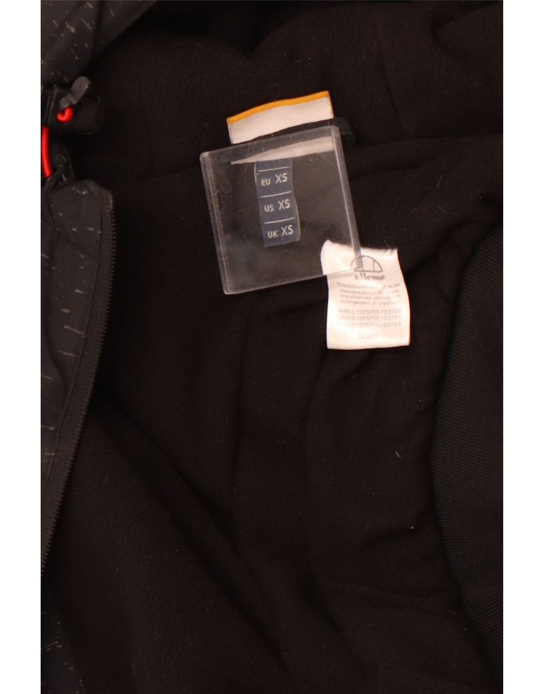 Jaqueta corta-vento masculina ELLESSE com capuz UK 34 XS poliéster manchado preto