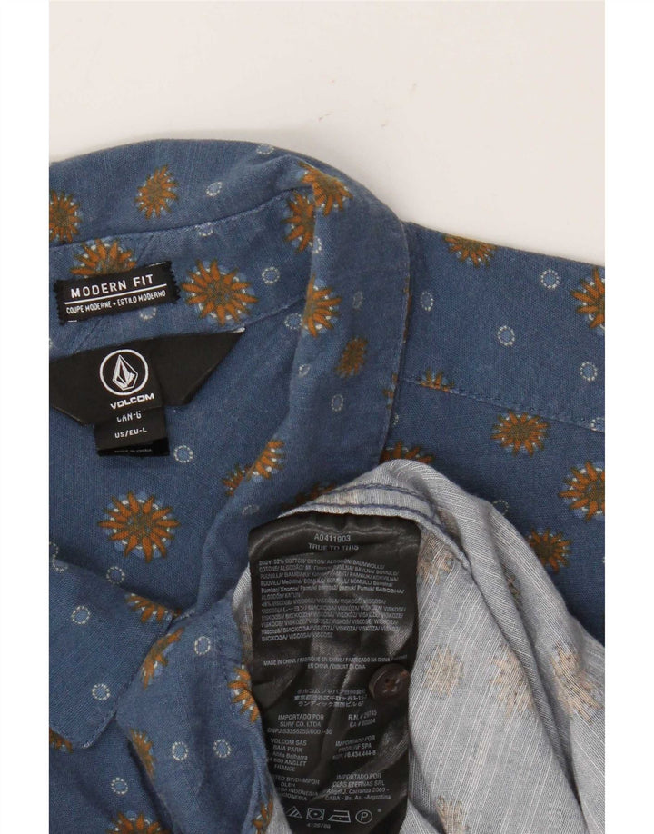 Camisa masculina de manga curta de ajuste moderno Volcom grande algodão azul