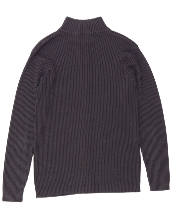 Suéter cardigã masculino VINTAGE grande acrílico azul marinho