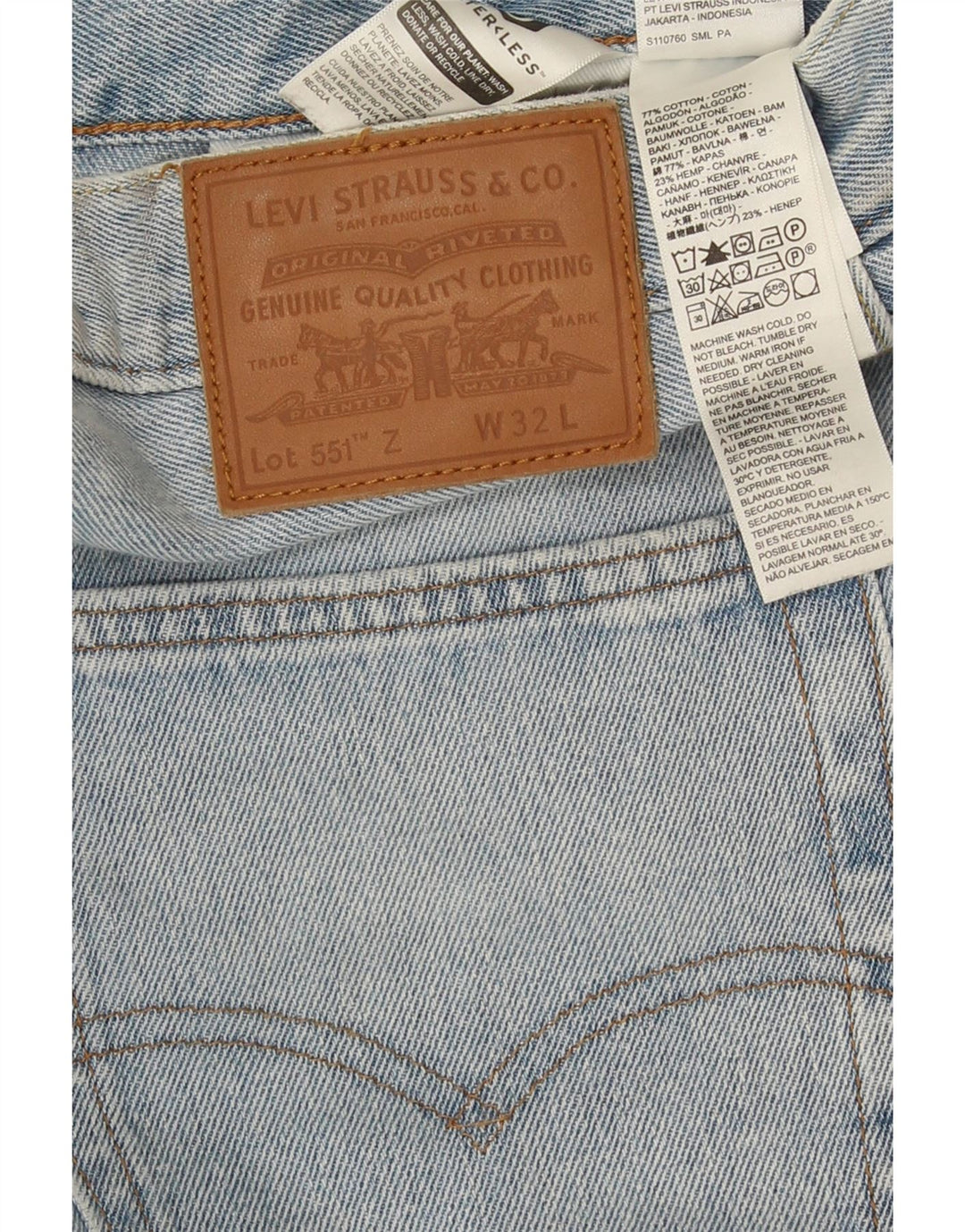 Levi's Masculino 551 Straight Jeans W32 L28 Azul Algodão