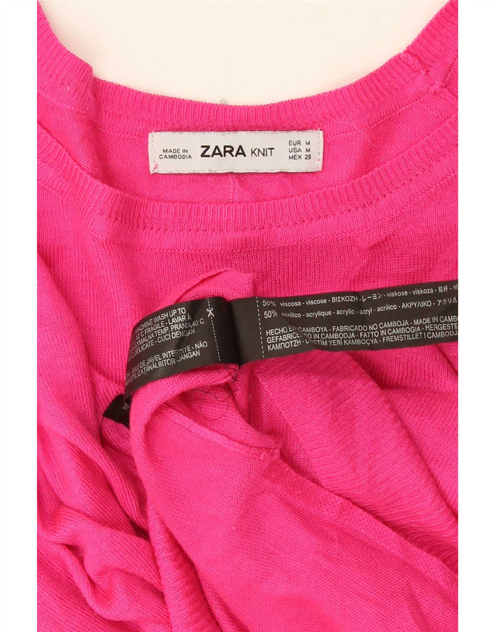 Zara Suéter feminino oversized com gola canoa Reino Unido 14 viscose rosa médio