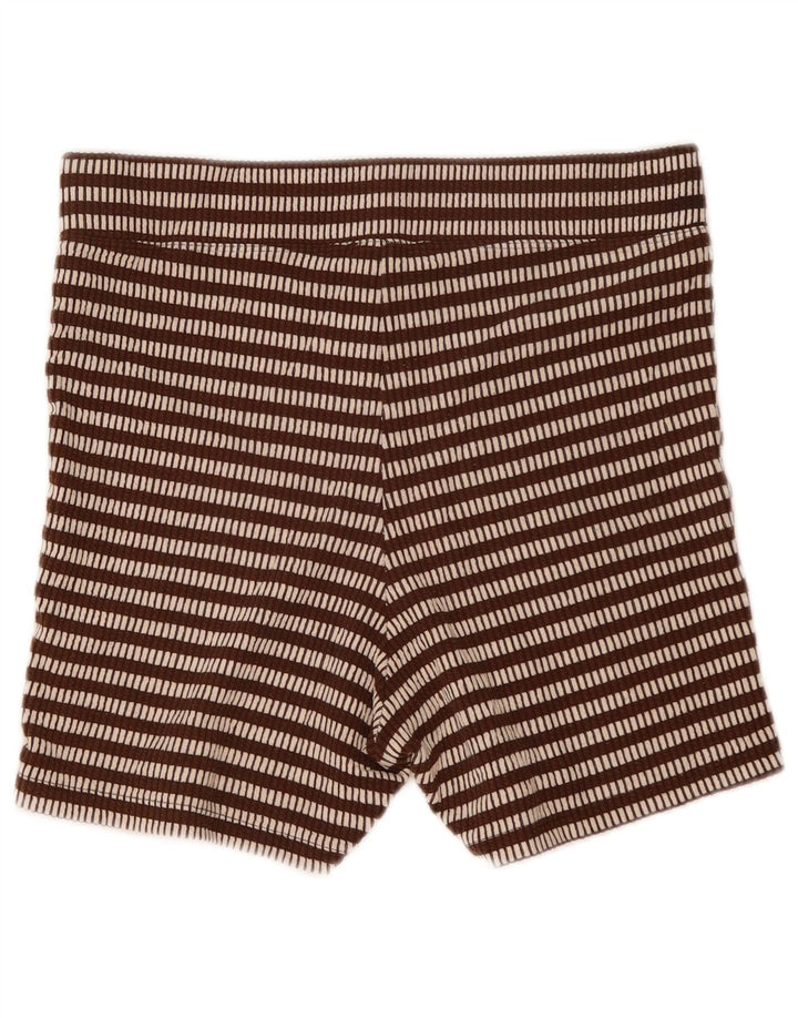 Shorts esportivos femininos Topshop UK 14 listrado marrom médio