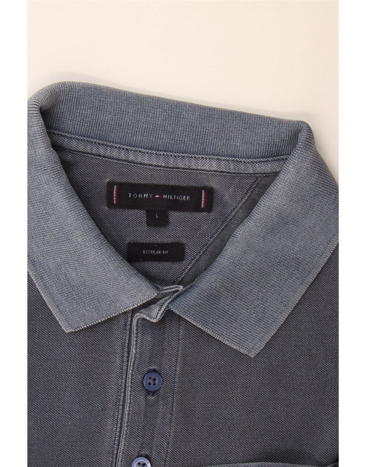 Camisa polo masculina Tommy Hilfiger Regular Fit grande azul marinho