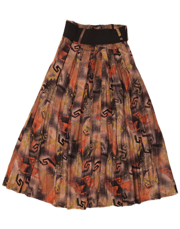 Saia feminina vintage maxi cintura alta larga W28 patchwork marrom médio
