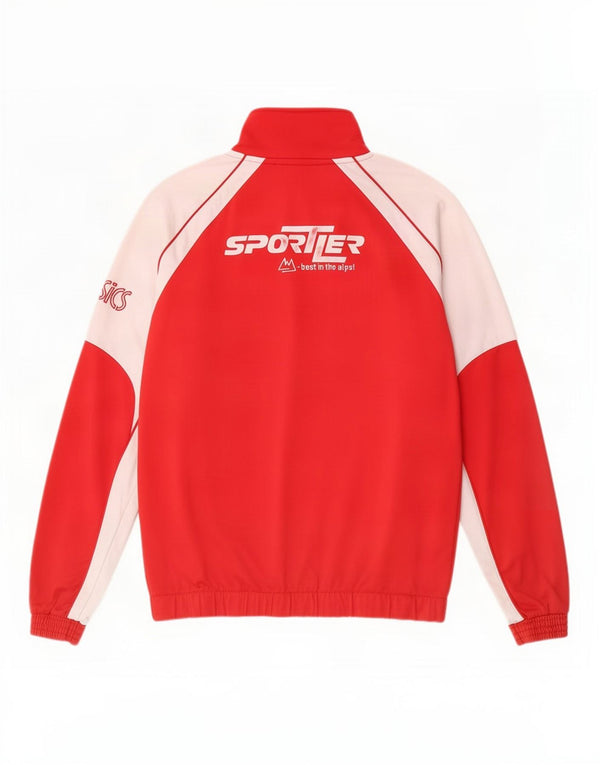 Asics Mens Graphic Tracksuit Top Jaqueta Médio Vermelho Colourblock Poliéster